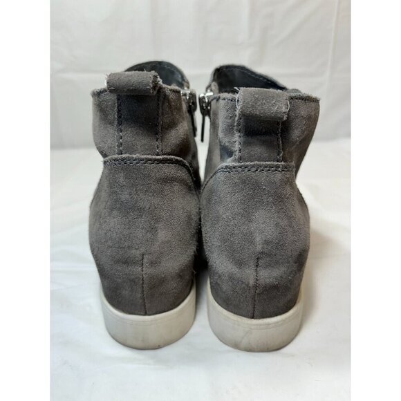 Steve Madden Womens Shoes 8.5 M Gray Wedge Ankle Close Toe Zip Heel Leather - Picture 9 of 12